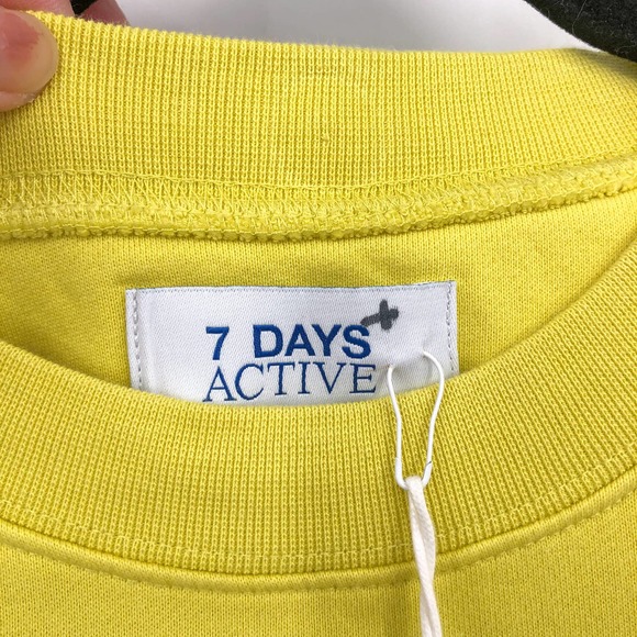 NEW 7 Days Active Oversized Monday Acacia Yellow Crewneck Sweatshirt Small - Picture 7 of 7
